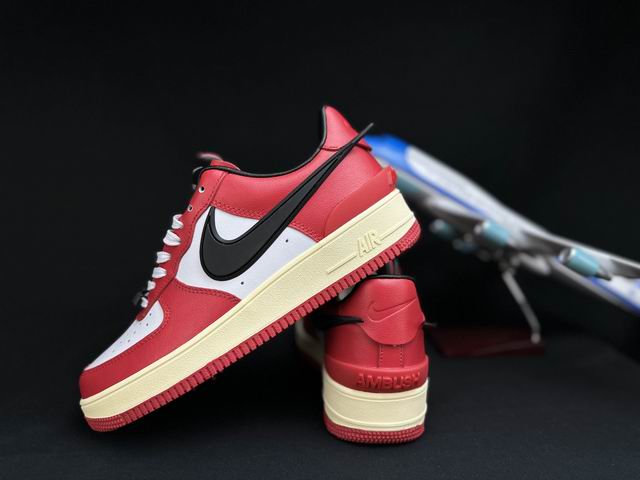 Cheap Nike Air Force 1 Red Black Big Swoosh Shoes Men and Women-19